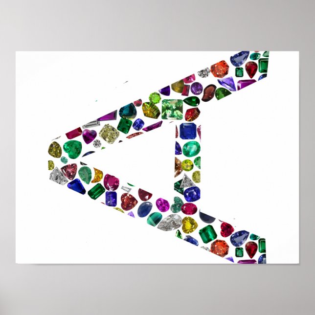 Initial Letter A with Gemstone Floral Monogram Poster (Front)