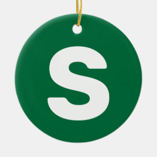 Initial Letter Bottle Green Simple Elegant Ceramic Ornament