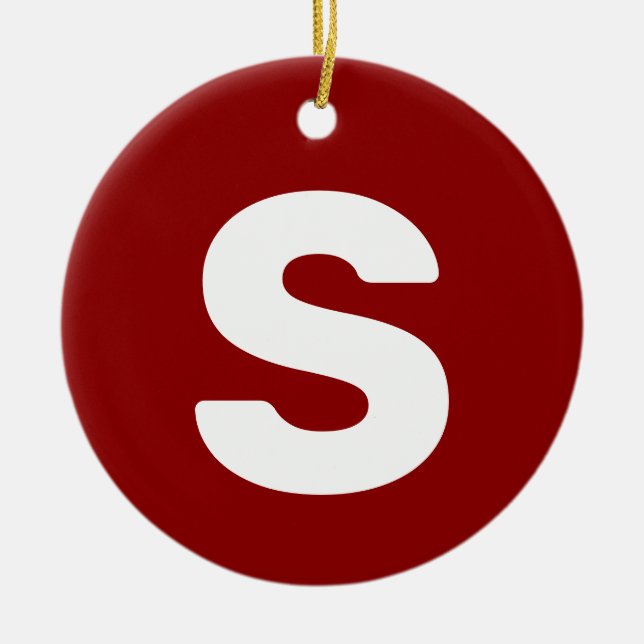 Initial Letter | Brick Red Simple Elegant Ceramic Ornament (Front)