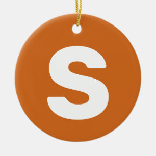 Initial Letter   Chocolate Brown Simple Elegant Ceramic Ornament