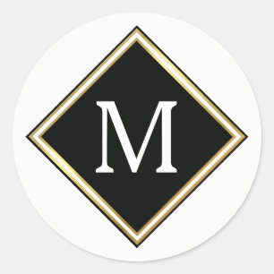 initial letter classic round sticker