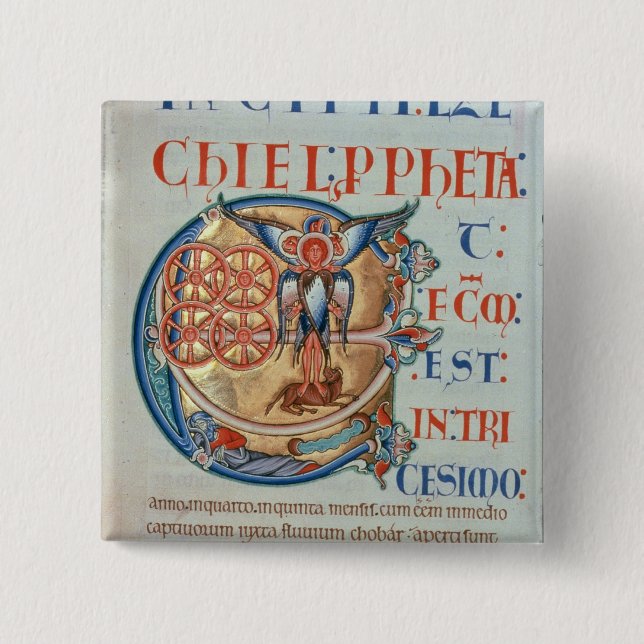 Initial Letter 'E' Et factum est 15 Cm Square Badge (Front)