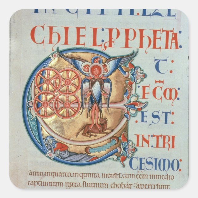 Initial Letter 'E' Et factum est Square Sticker (Front)