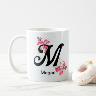 Initial Letter Floral M Monogram Coffee Mug