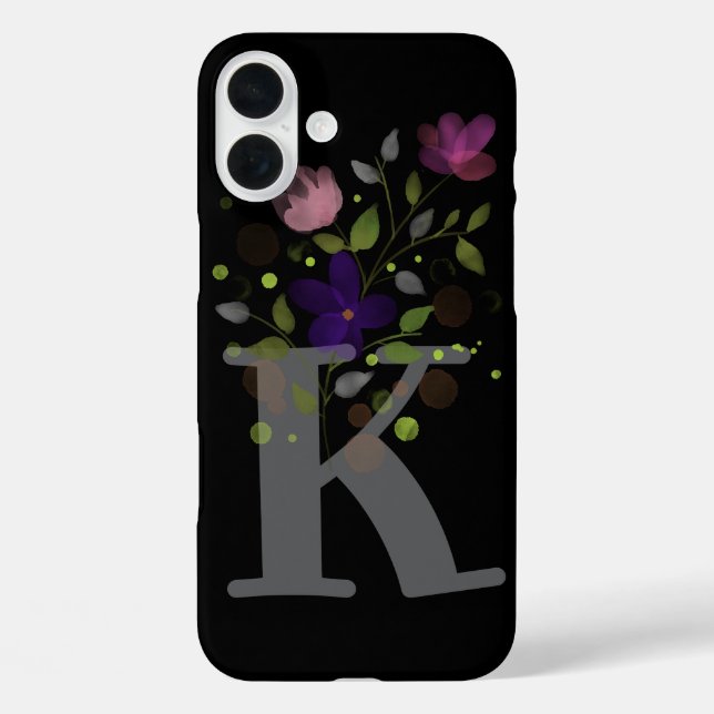 Initial Letter K Plus Floral Design Case-Mate iPhone Case (Back)