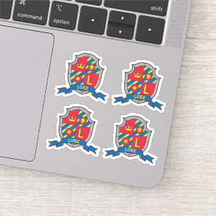 Initial letter L custom name lion crest shield