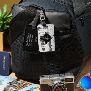 Initial Letter Monogram Aspen Bark Photograph Luggage Tag