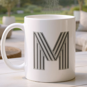Initial Letter Monogram Black White Modern Stylish Coffee Mug