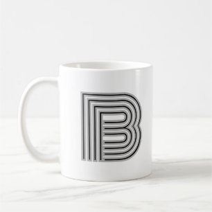 Initial Letter Monogram Black White Modern Stylish Coffee Mug