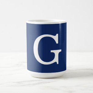 Initial Letter Monogram Blue White Plain Simple Coffee Mug