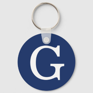 Initial Letter Monogram Blue White Plain Simple Key Ring