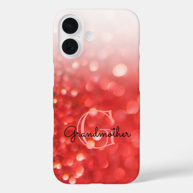 Initial Letter Monogram Coral Glitter Bokeh Ombre Case-Mate iPhone Case (Back)