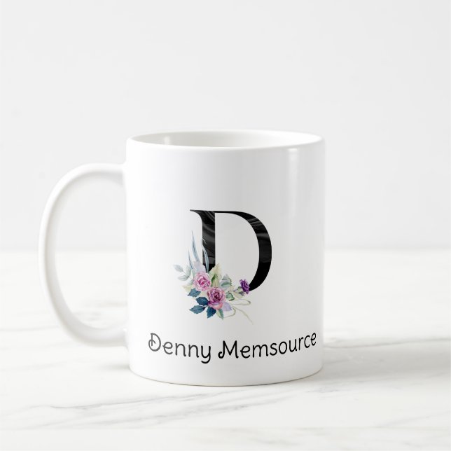 Initial letter. Monogram Elegant Trending Coffee M Coffee Mug (Left)