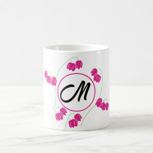 Initial Letter Monogram Floral Coffee Mug