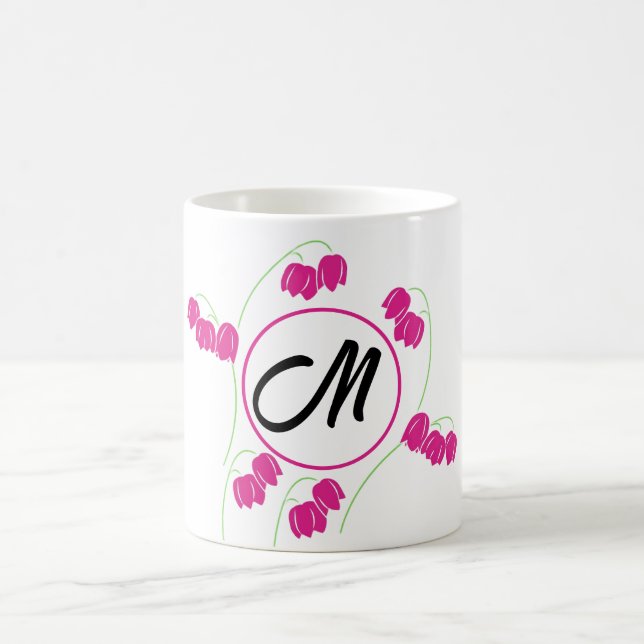 Initial Letter Monogram Floral Coffee Mug (Center)