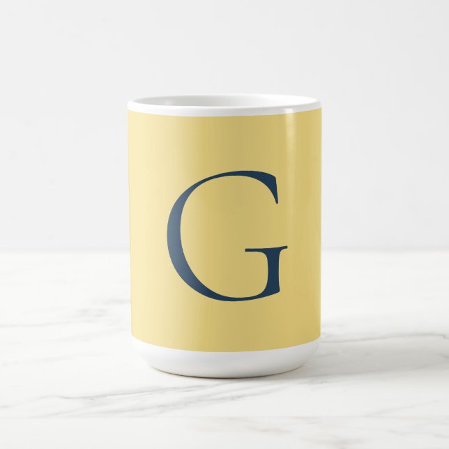Initial Letter Monogram Jasmine Slate Grey Plain Coffee Mug (Center)