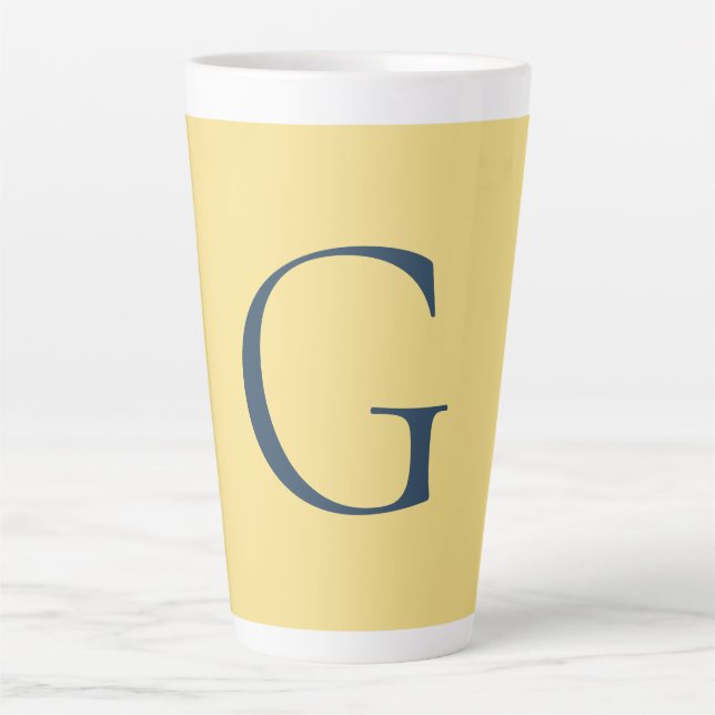 Initial Letter Monogram Jasmine Slate Grey Plain Latte Mug (Front)