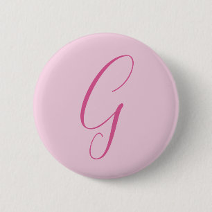 Initial Letter Monogram Light Pink Plain Chic 6 Cm Round Badge