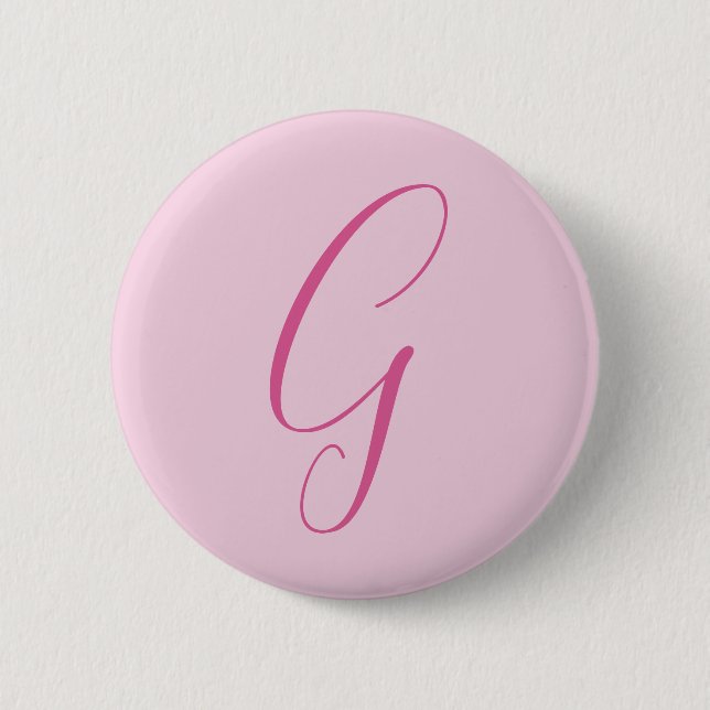 Initial Letter Monogram Light Pink Plain Chic 6 Cm Round Badge (Front)