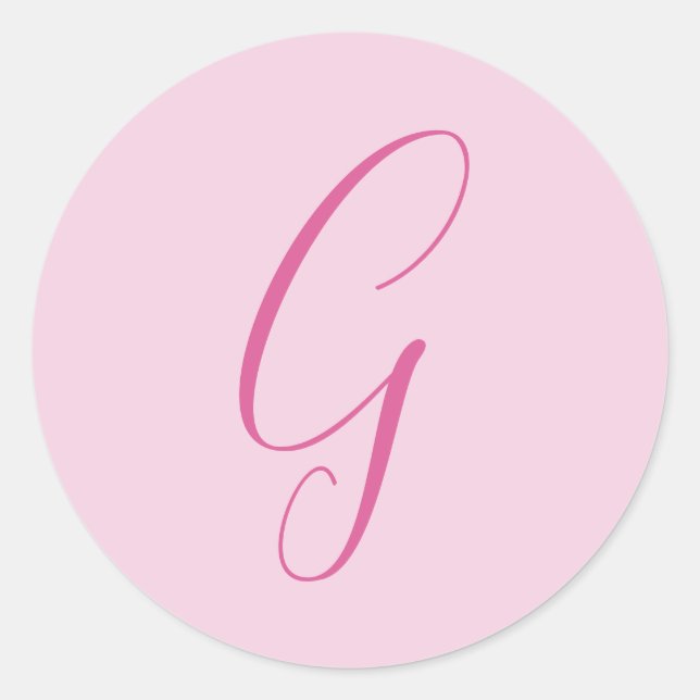 Initial Letter Monogram Light Pink Plain Chic Classic Round Sticker (Front)