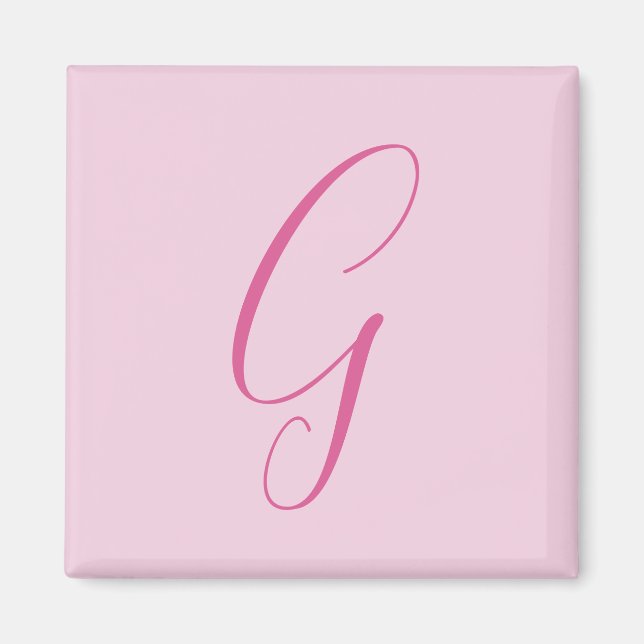 Initial Letter Monogram Light Pink Plain Chic Magnet (Front)