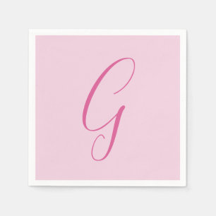 Initial Letter Monogram Light Pink Plain Chic Napkin