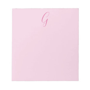 Initial Letter Monogram Light Pink Plain Chic Notepad