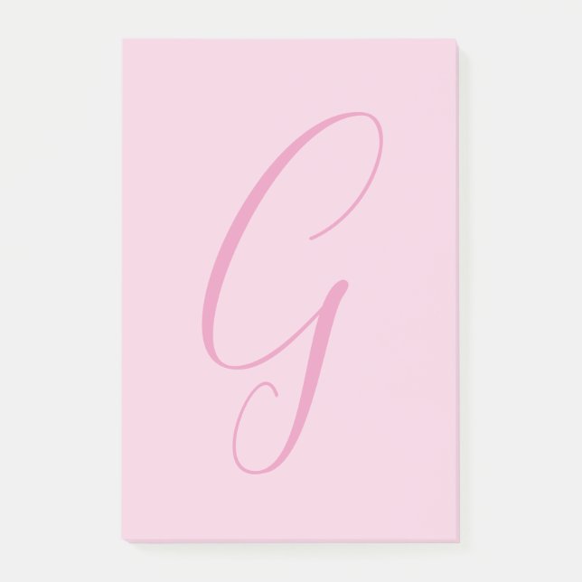 Initial Letter Monogram Light Pink Plain Chic Post-it Notes (Front)