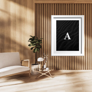 Initial Letter Monogram Modern  Chic Black Sand Poster