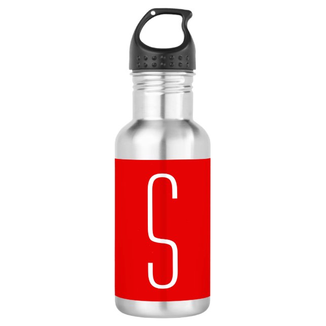 Initial Letter Monogram Modern Red White 710 Ml Water Bottle (Front)