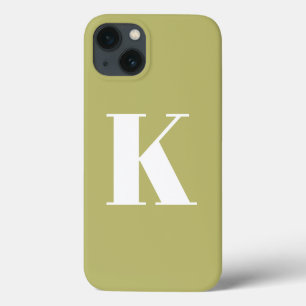 Initial Letter  Monogram Modern Style Olive Green iPhone 13 Case
