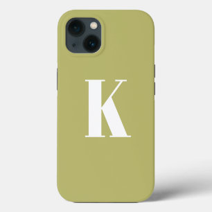 Initial Letter  Monogram Modern Style Olive Green iPhone 13 Case