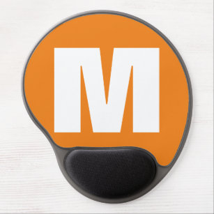 Initial Letter Monogram Modern Style Orange White Gel Mouse Pad