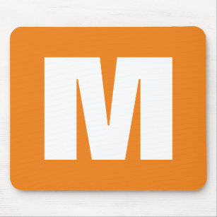 Initial Letter Monogram Modern Style Orange White Mouse Pad