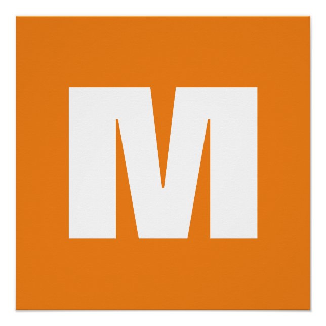 Initial Letter Monogram Modern Style Orange White Poster (Front)