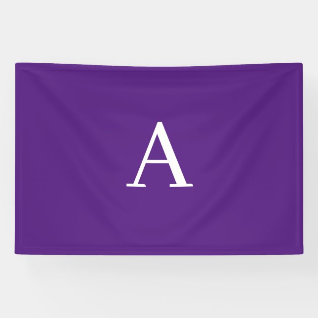Initial Letter Monogram Modern Style Purple Banner (Horizontal)