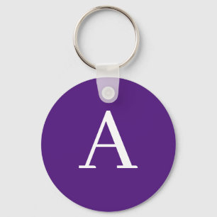 Initial Letter Monogram Modern Style Purple & Blue Key Ring