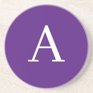 Initial Letter Monogram Modern Style Purple Coaster