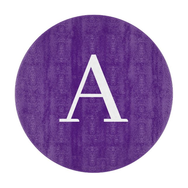 Initial Letter Monogram Modern Style Purple Cutting Board (Front)