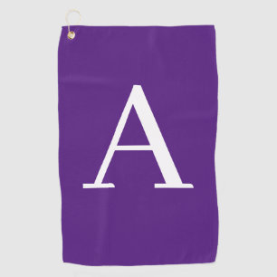 Initial Letter Monogram Modern Style Purple Golf Towel