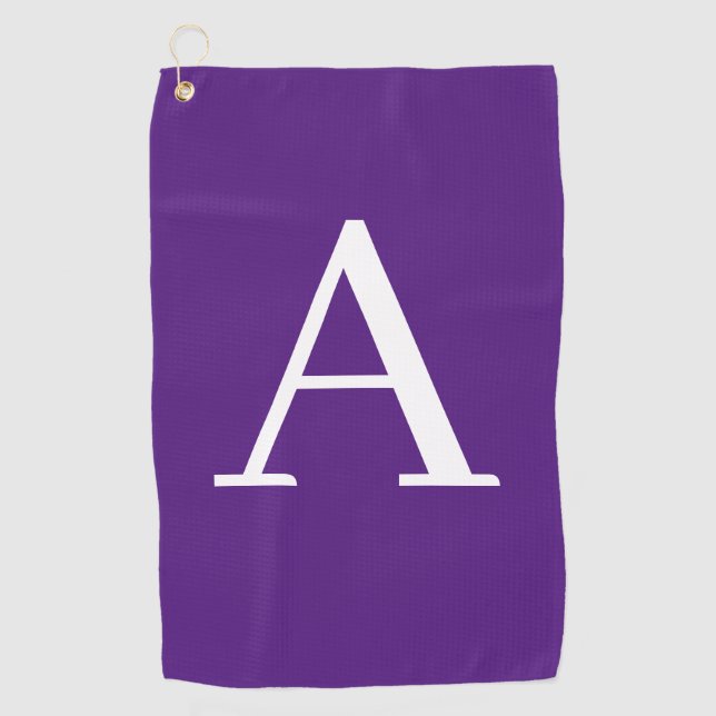 Initial Letter Monogram Modern Style Purple Golf Towel (Front)