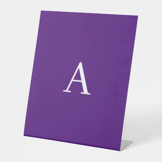 Initial Letter Monogram Modern Style Purple Pedestal Sign (Front)
