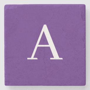 Initial Letter Monogram Modern Style Purple Stone Coaster