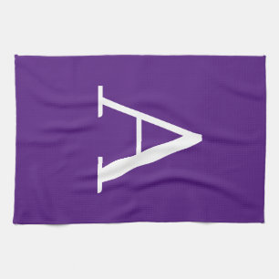 Initial Letter Monogram Modern Style Purple Tea Towel