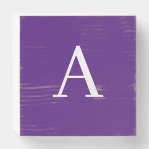 Initial Letter Monogram Modern Style Purple Wooden Box Sign