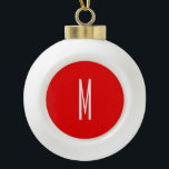 Initial Letter Monogram Modern Style Red White Ceramic Ball Christmas Ornament<br><div class="desc">Would you like to own a product with the initials of your name? It is very simple,  aesthetic and attractive.</div>