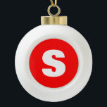 Initial Letter Monogram Modern Style Red White Ceramic Ball Christmas Ornament<br><div class="desc">Would you like to own a product with the initials of your name? It is very simple,  aesthetic and attractive.</div>