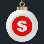 Initial Letter Monogram Modern Style Red White Ceramic Ball Christmas Ornament<br><div class="desc">Would you like to own a product with the initials of your name? It is very simple,  aesthetic and attractive.</div>
