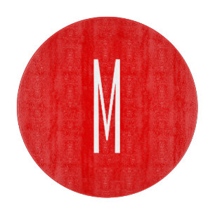 Initial Letter Monogram Modern Style Red White Cutting Board