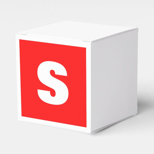 Initial Letter Monogram Modern Style Red White Favour Box (Front Side)